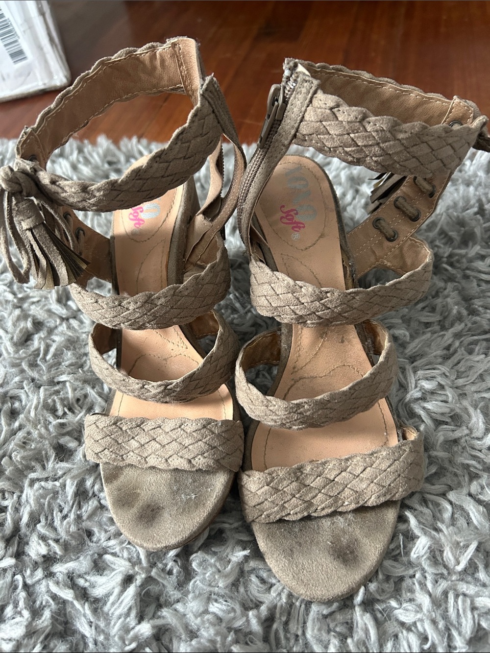 Braided Strappy Women's Sandals in Taupe